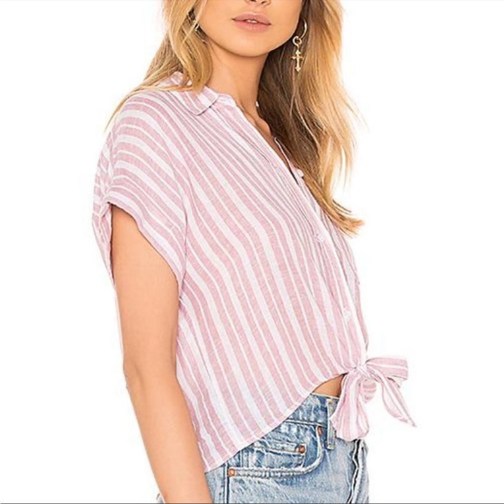 Rails Bordeaux Linen Tie Top - image 1